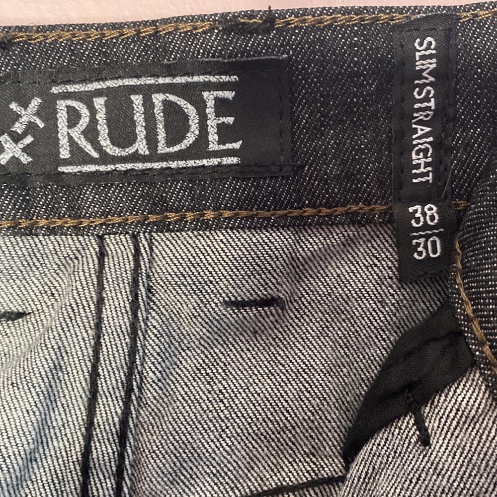 RUDE - Hot topic brand menβs 38 x 30 slim straight leg Button Fly, NWOT - Picture 4 of 5